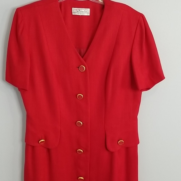 VTG Talbots Depeche Vintage Red Career V-neck Dress - Picture 4 of 7
